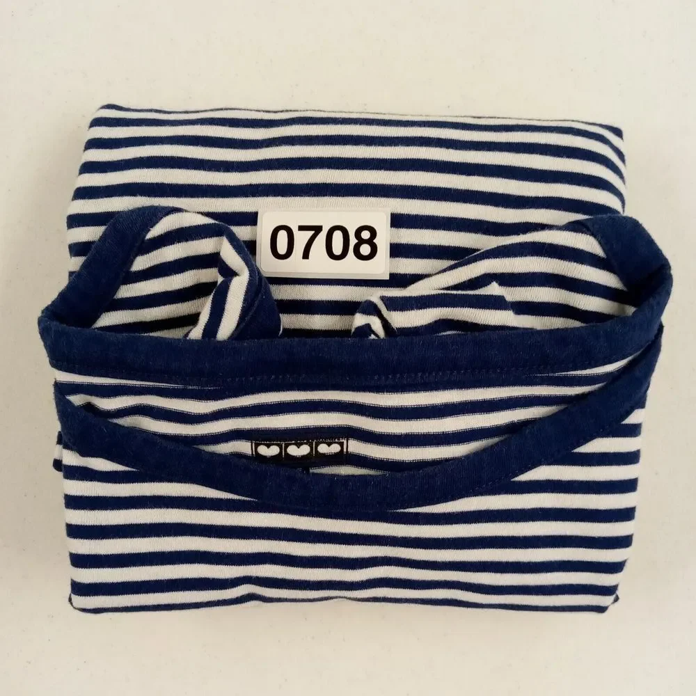 Three Hearts Medium Women's 3/4 Sleeve Top‎ CottonPoly Blue/White Striped - Picture 9 of 9